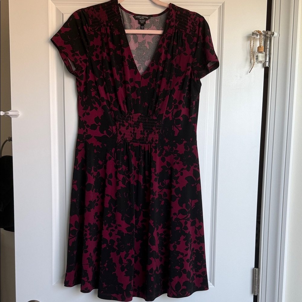 Maggy London Black and Pink Floral Mini Dress